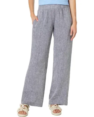 Elliott Lauren Washed Linen Wide Leg Pants in Black | Black