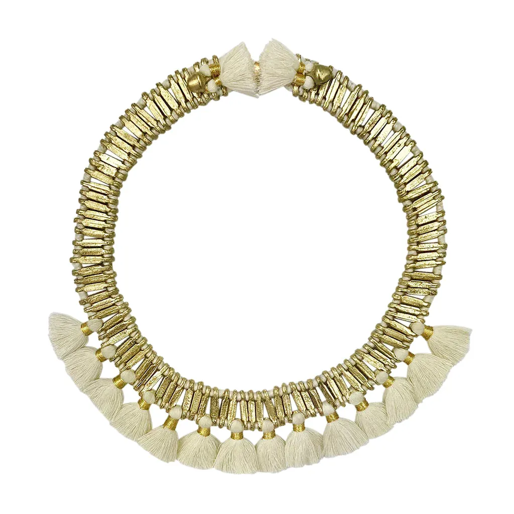 Embrace Bold Elegance: Temple Tassel Collar Necklace (Ethically Handcrafted, Fair Trade)