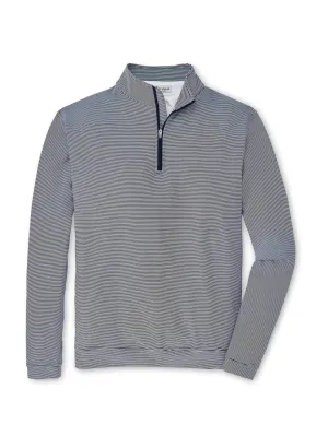 Embroidered Quarter Zip | Peter Millar Men&#x27;s Perth Mini-Stripe Stretch Loop Terry Quarter-Zip Navy / White 