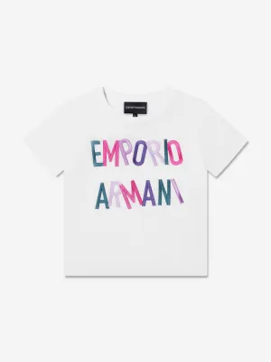 Emporio Armani Girls Logo Print T-Shirt In White