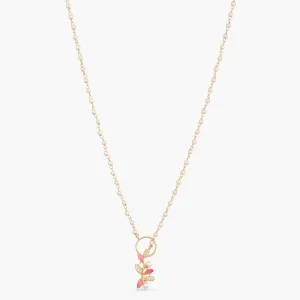 Eriha Pearl CZ Pink Leaf Necklace