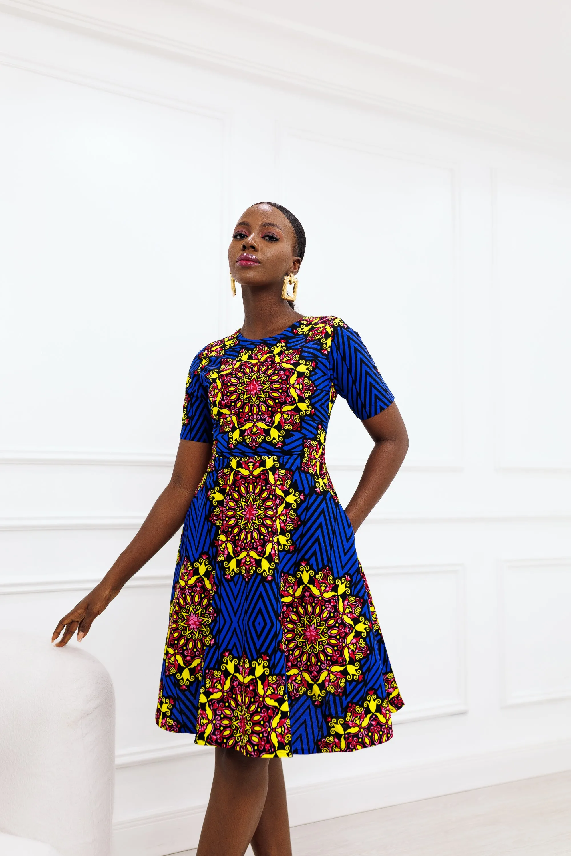 ESE AFRICAN PRINT MIDI DRESS