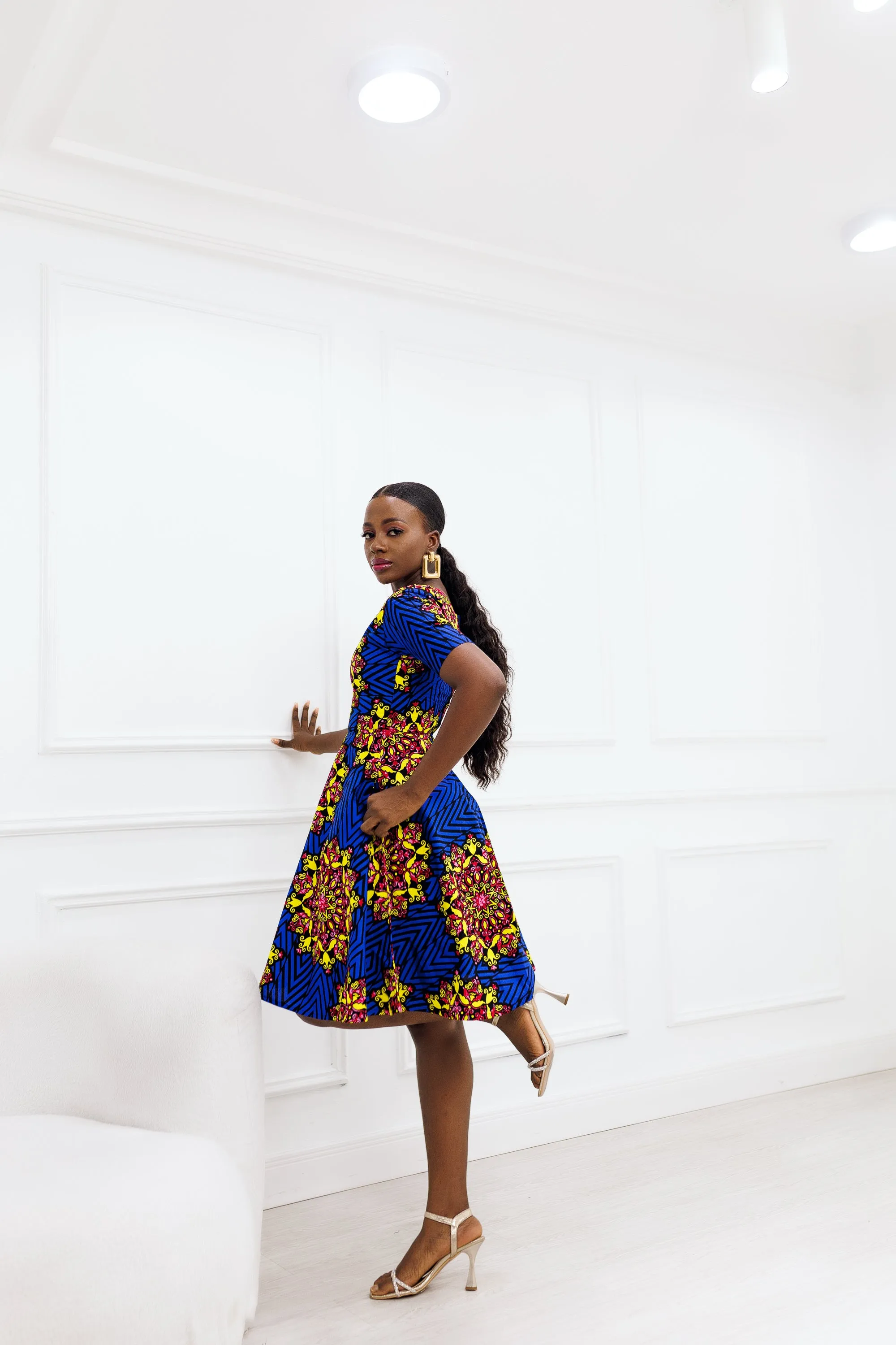 ESE AFRICAN PRINT MIDI DRESS