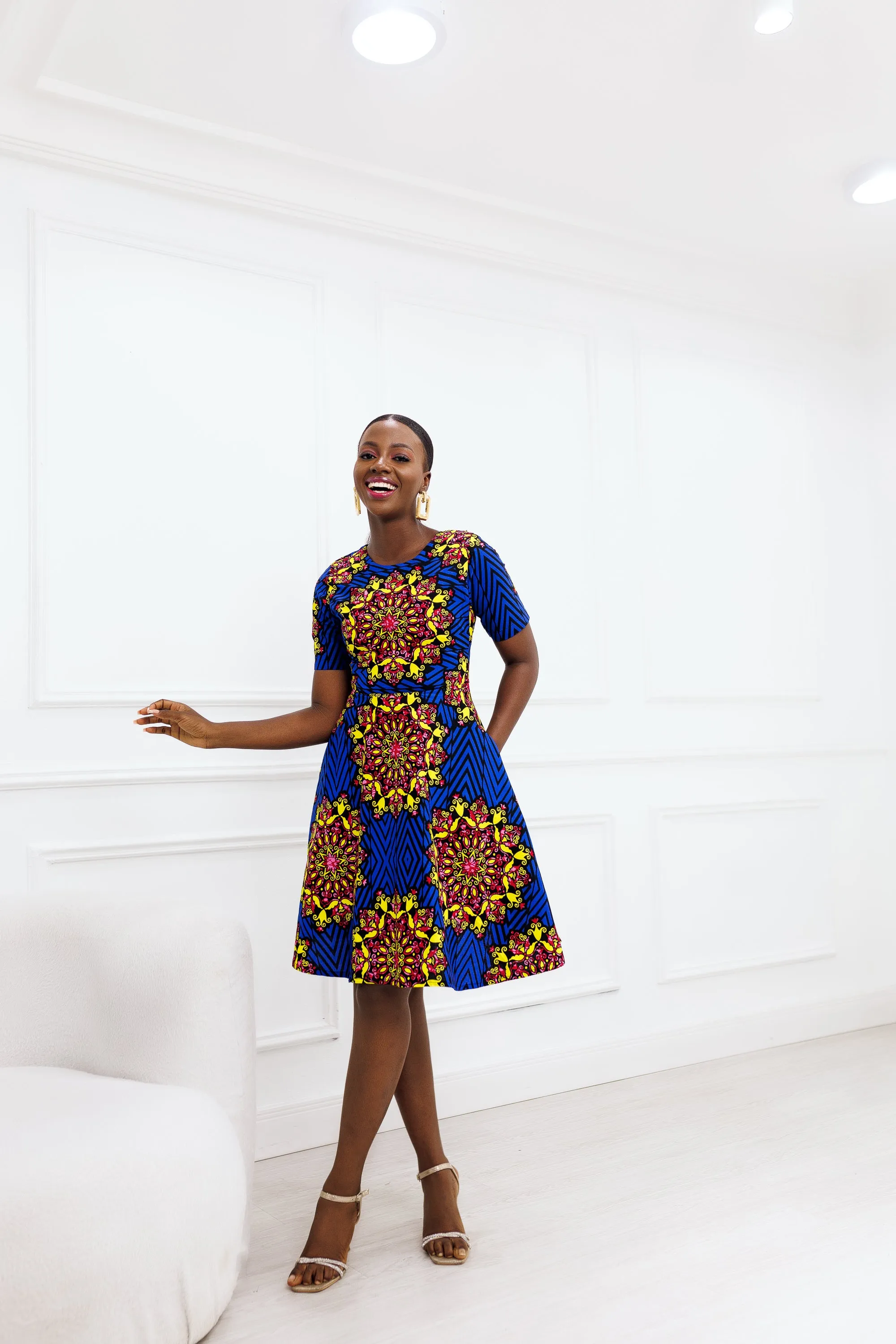 ESE AFRICAN PRINT MIDI DRESS