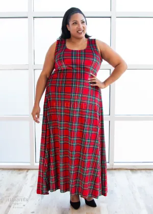 Essential Maxi Dress - Velvet Christmas Plaid