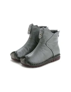 Ethnic Style Retro Leather Plush Winter Boots 35-42