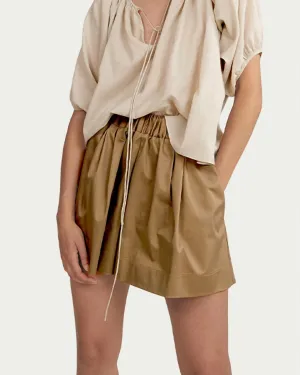 Eulalie Silk-Cotton Crepe Blouse in Pumice | Pumice