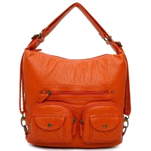 Every Day Convertible 3 in 1 Orange Crossbody Backpack