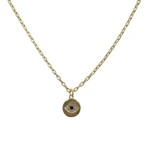 Evil Eye Round Disc Necklace