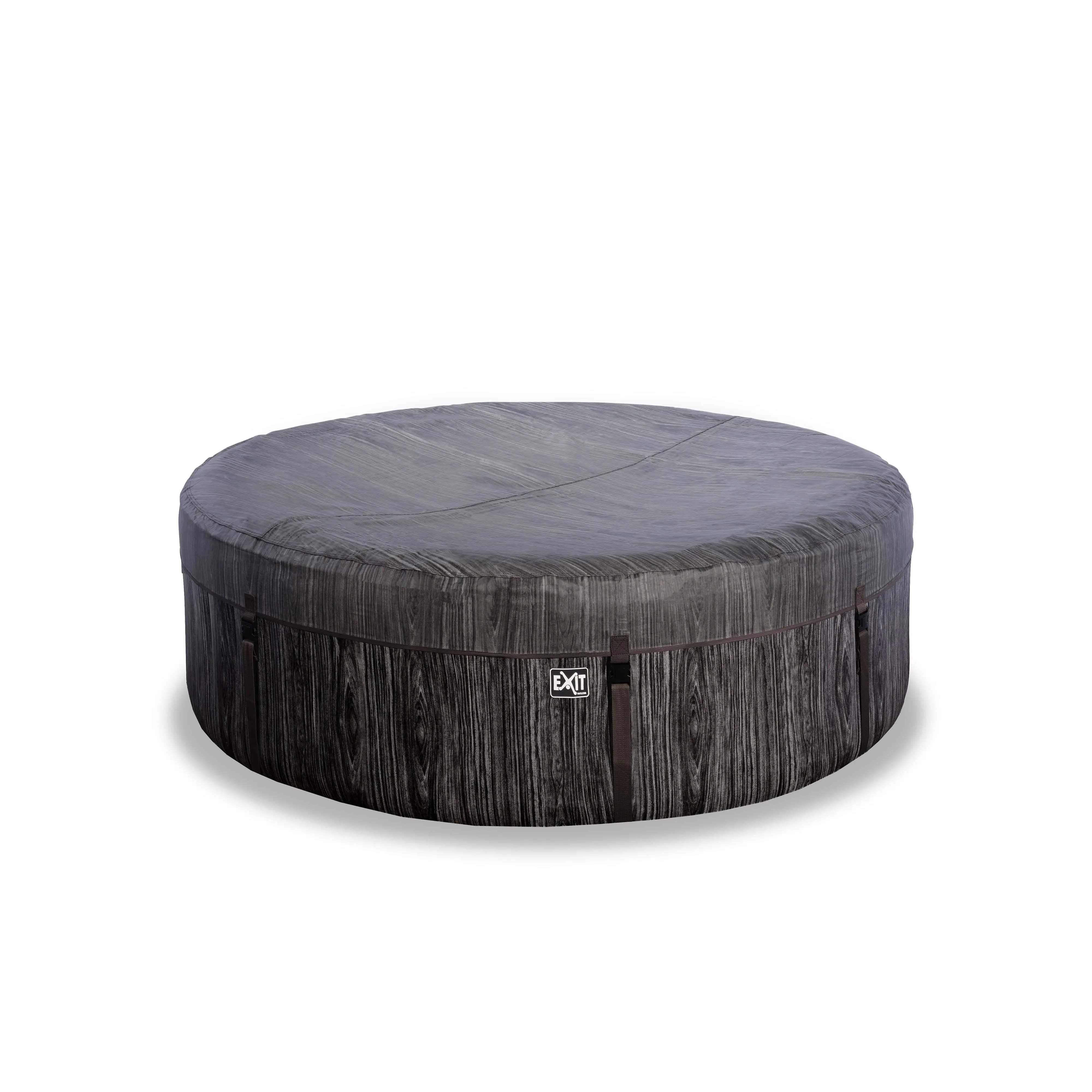 EXIT Wood Deluxe Spa ø204x65cm 1200 L Capacity Outdoor Hot Tub- Dark Grey