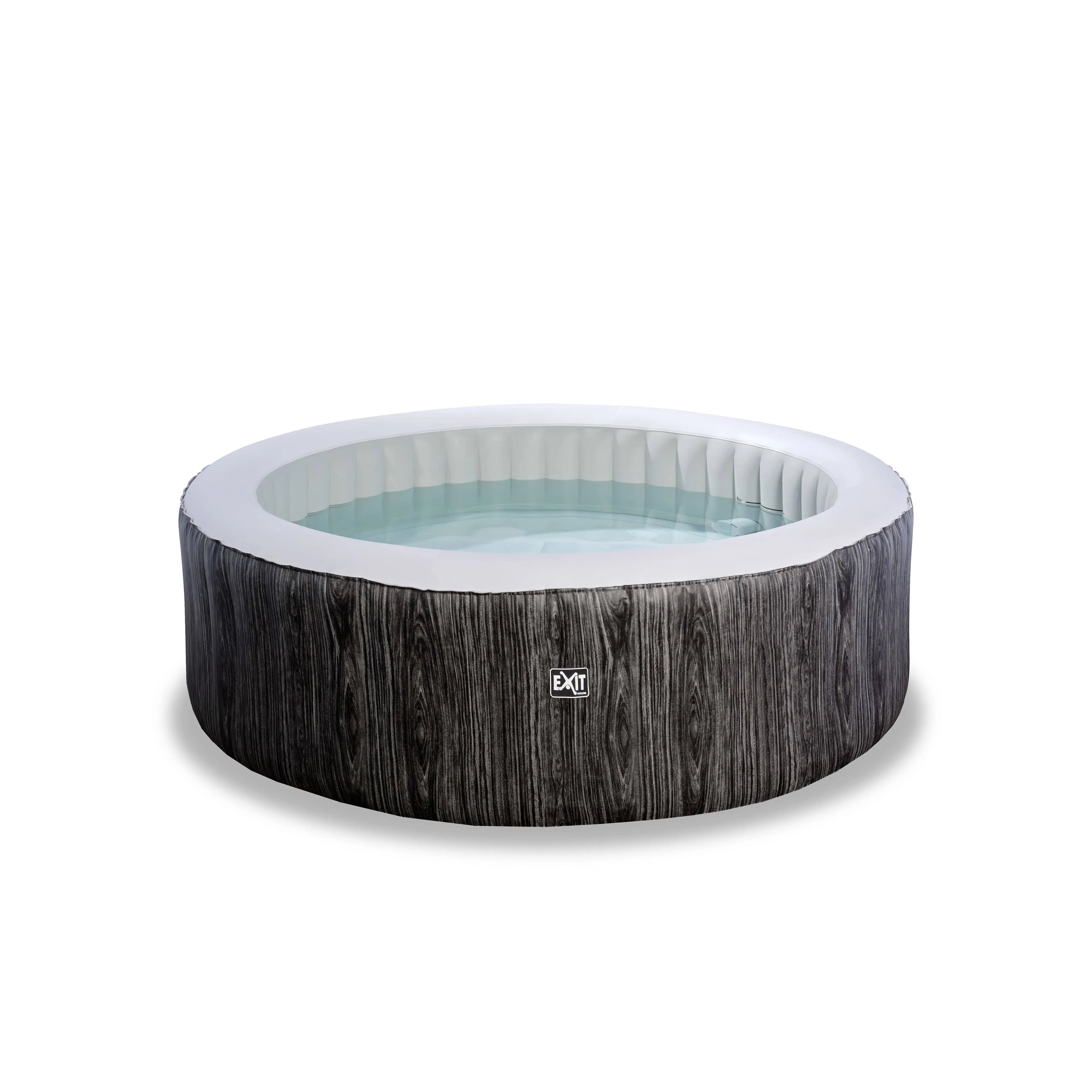 EXIT Wood Deluxe Spa ø204x65cm 1200 L Capacity Outdoor Hot Tub- Dark Grey
