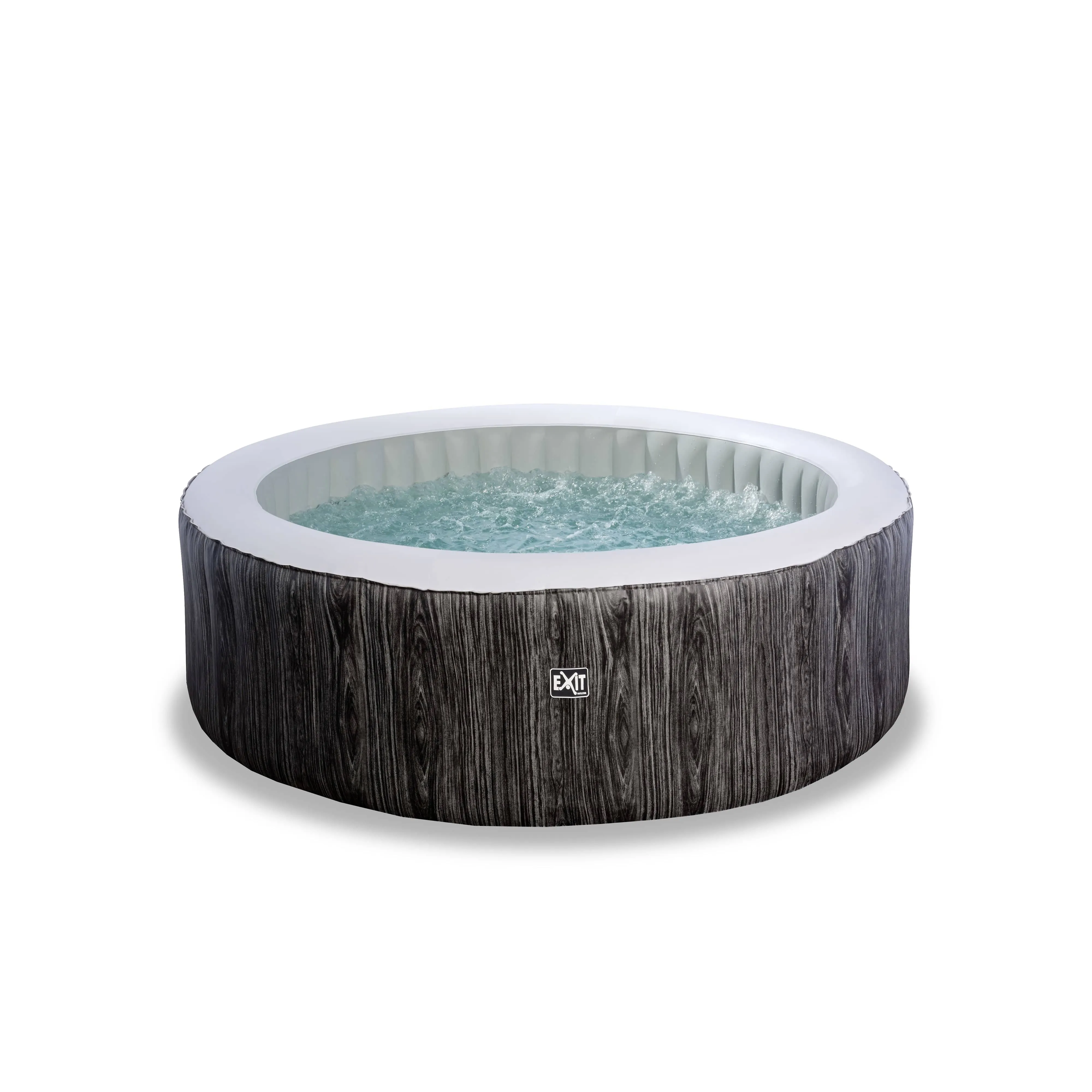 EXIT Wood Deluxe Spa ø204x65cm 1200 L Capacity Outdoor Hot Tub- Dark Grey