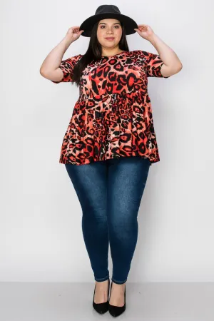 EXTRA PLUS SIZE SHORT SLEEVES TIER RUFFLE TOP