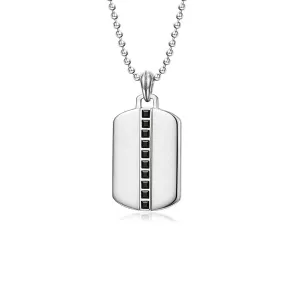 FANCIME Black Spinel Classic Chain Tag Sterling Silver Necklace