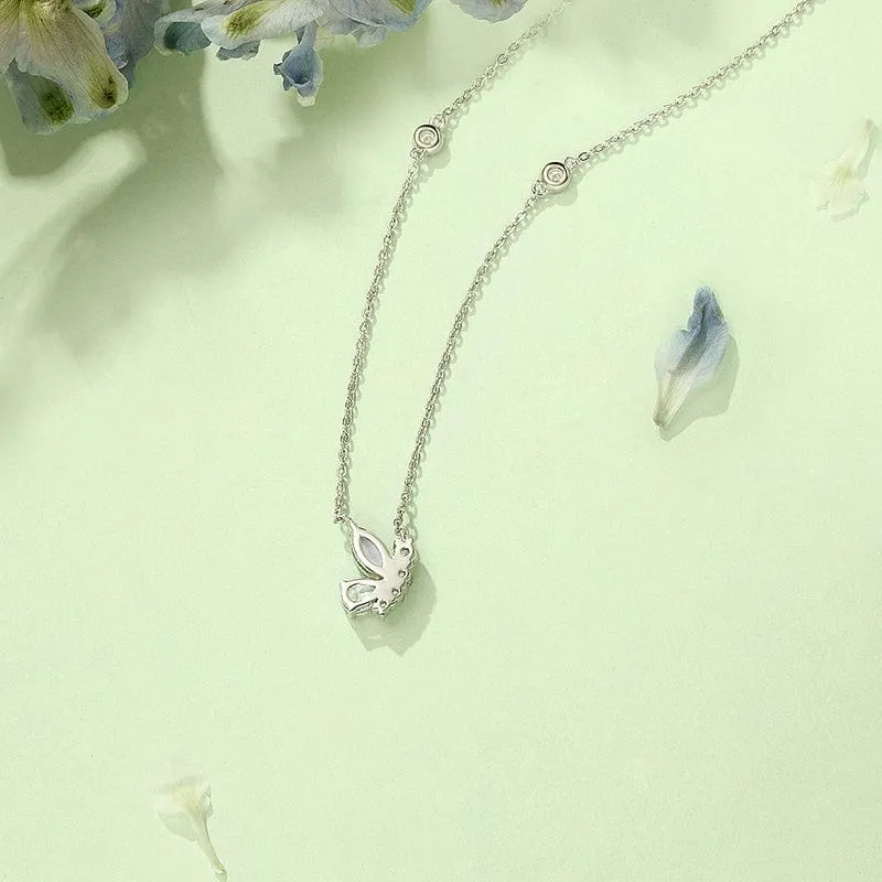 FANCIME "Aqua Joy" Flying Butterfly Sterling Silver Necklace
