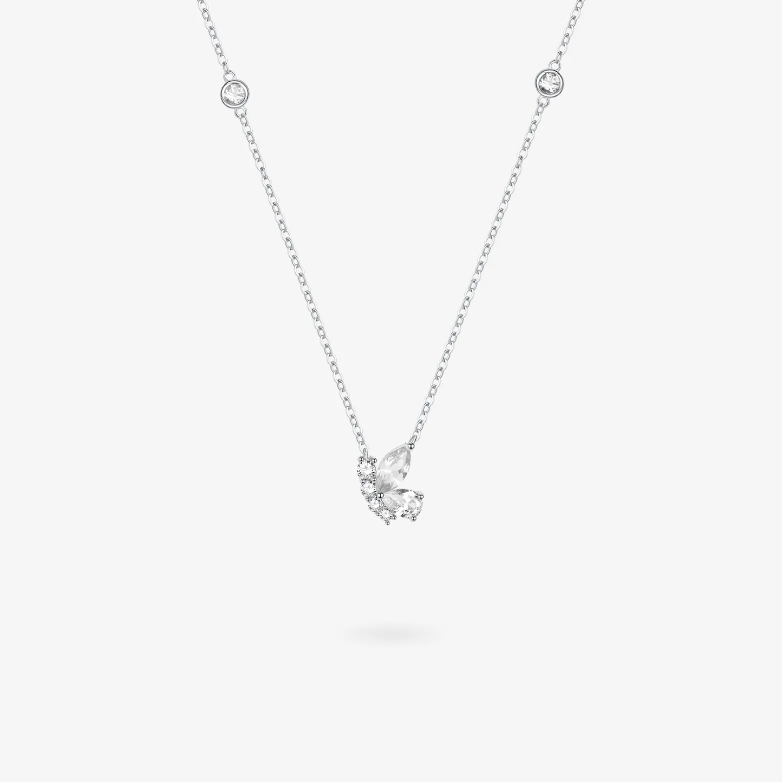 FANCIME "Aqua Joy" Flying Butterfly Sterling Silver Necklace