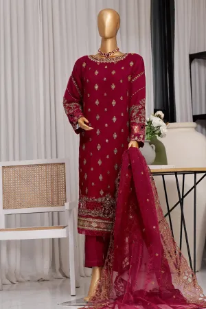 Fasaane By HZ Stitched 3 Piece Formals Chiffon Vol-05 Collection'2024-HZK-173-Maroon
