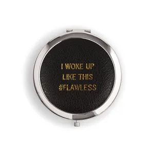 Faux Leather Compact Mirror - #Flawless Emboss Silver Pink