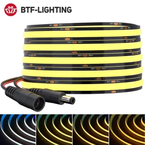 FCOB LED Strip Light Black PCB 5m 336 480 528 COB FOB Light High Density RA90 Cool Nature Warm White Yellow Dimmable IP30 IP66