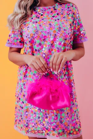 Feathers N Frills Satin Mini Crossbody - Magenta