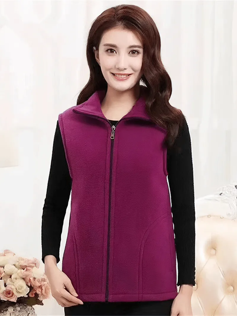 Female Warm Zipper Vest with Pockets / Fleece Women's Clothing - SF0110