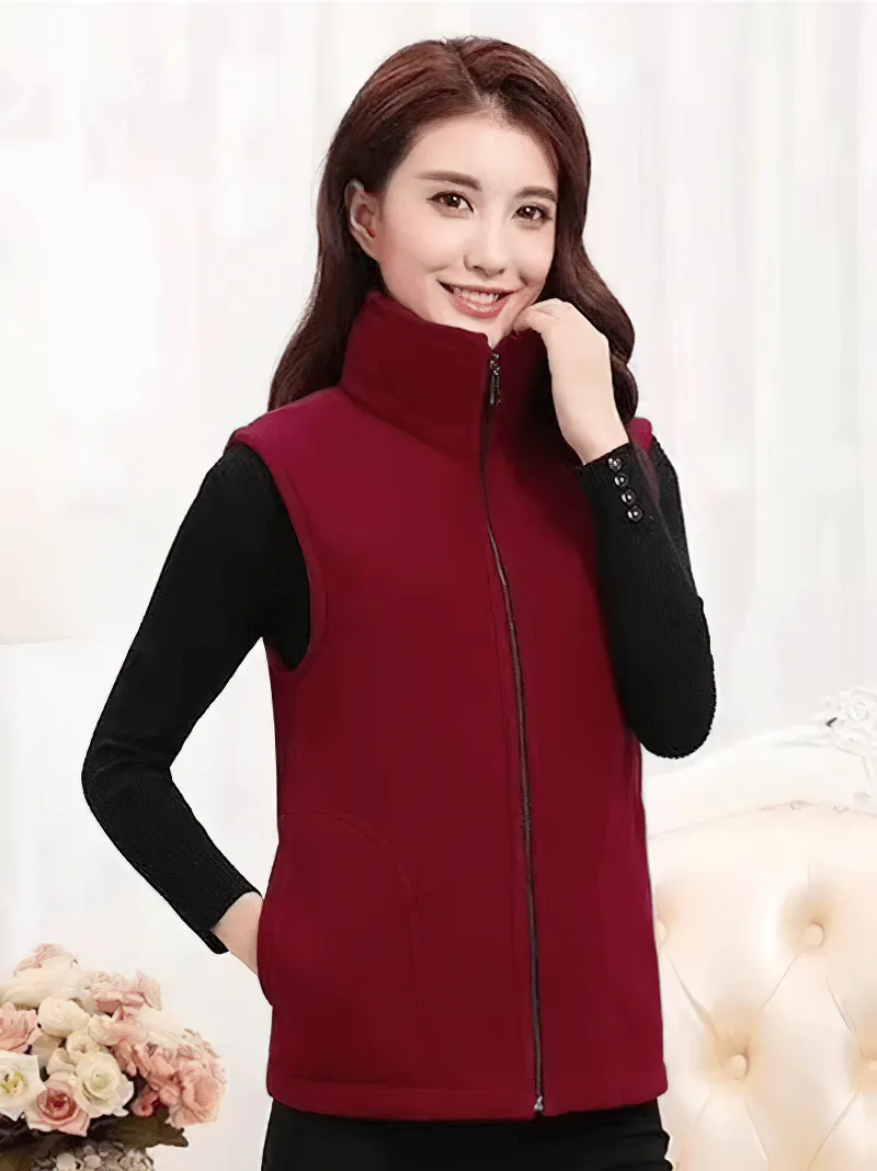 Female Warm Zipper Vest with Pockets / Fleece Women's Clothing - SF0110