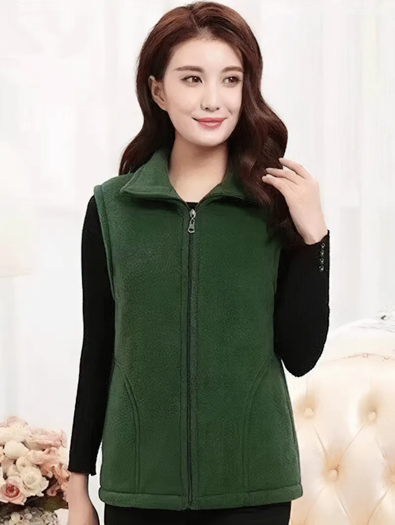 Female Warm Zipper Vest with Pockets / Fleece Women's Clothing - SF0110