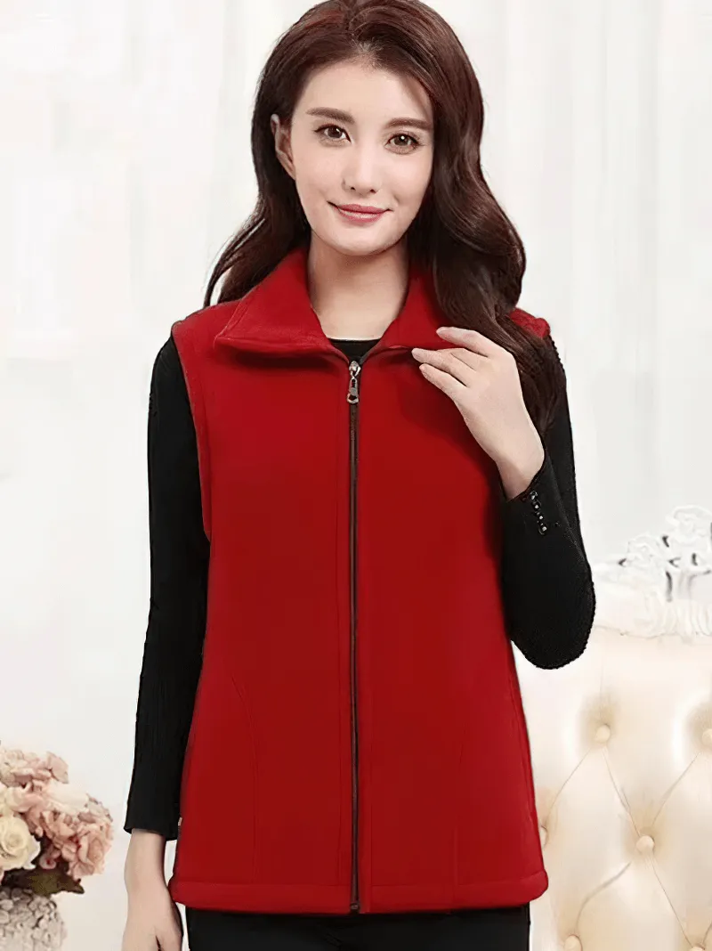 Female Warm Zipper Vest with Pockets / Fleece Women's Clothing - SF0110
