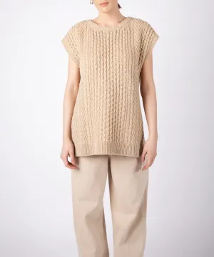 Fennel Oversized Aran Sweater Vest Seashell