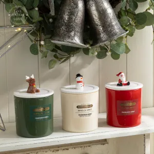 Festive Scented Glass & Ceramic Candle with Decorative Lid