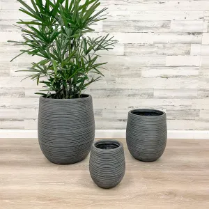 Fiberclay Striped Planter - Black - 18-inch