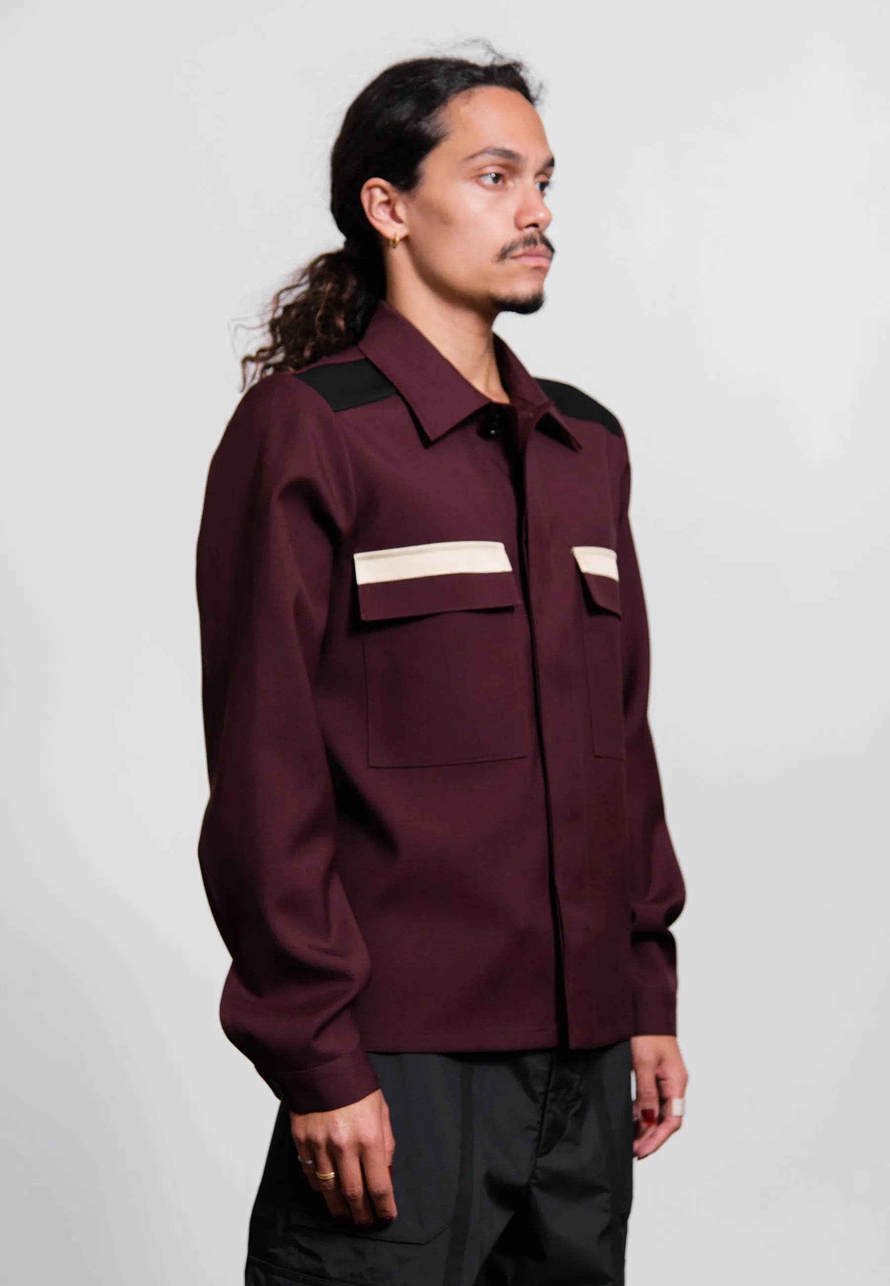 Fine Wool Gabardine Shirt Bordeaux JSMT601826