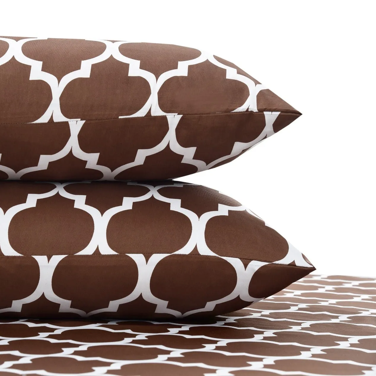 Fitted Bed Sheet-Brown Geometric