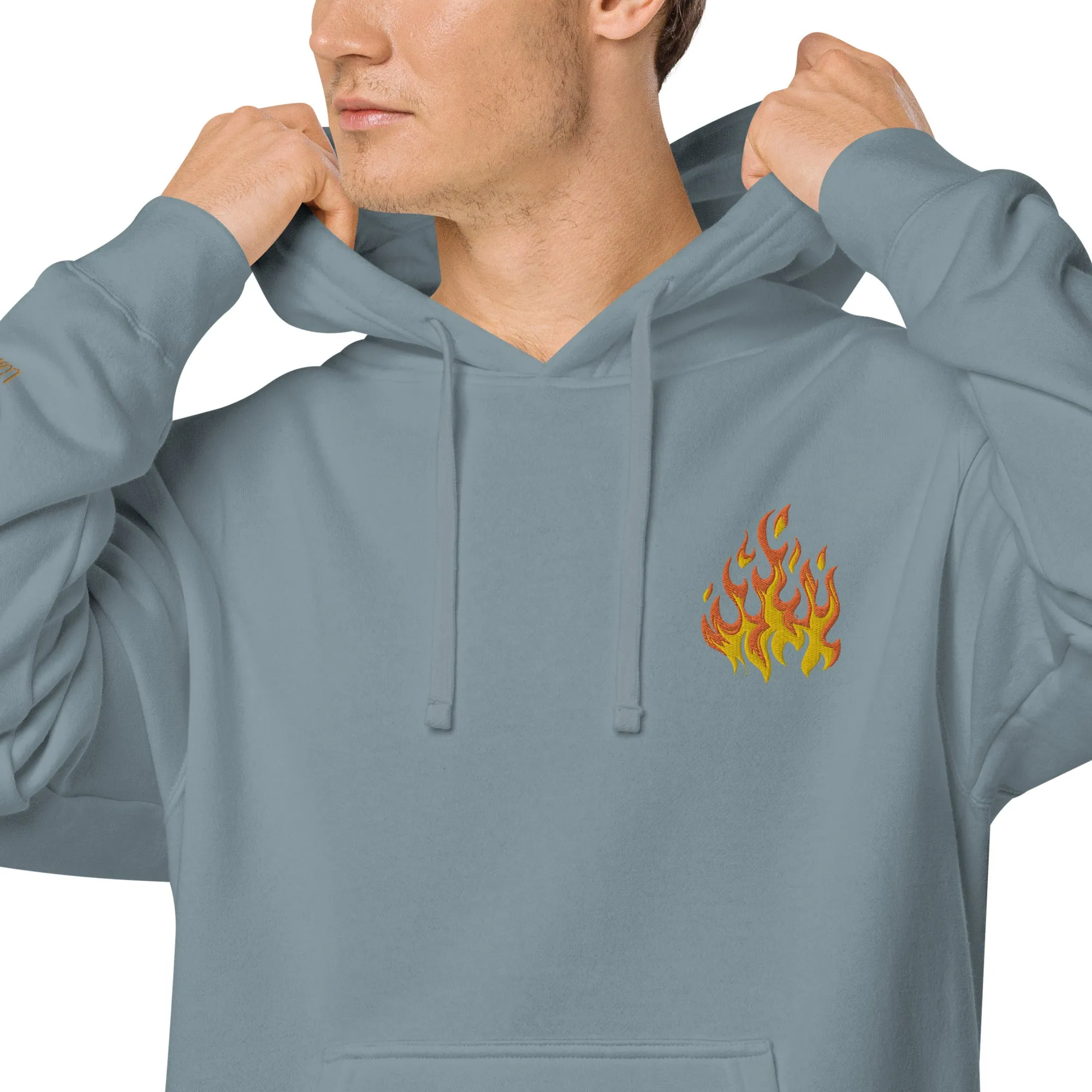 Flame Design Unisex Pigment-Dyed Hoodie