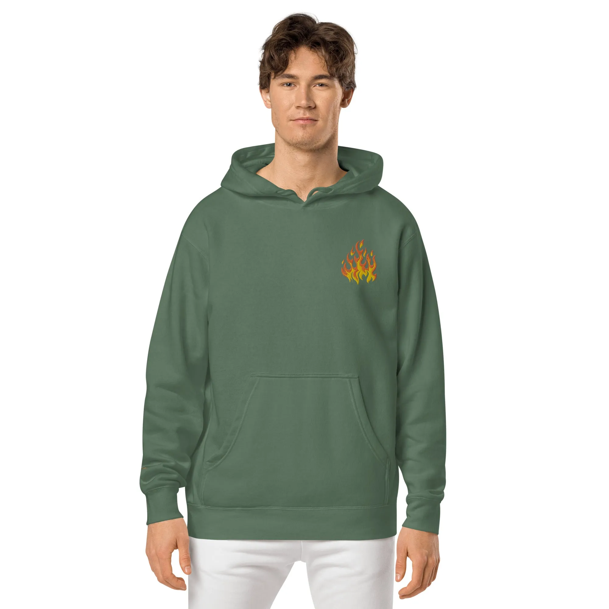 Flame Design Unisex Pigment-Dyed Hoodie