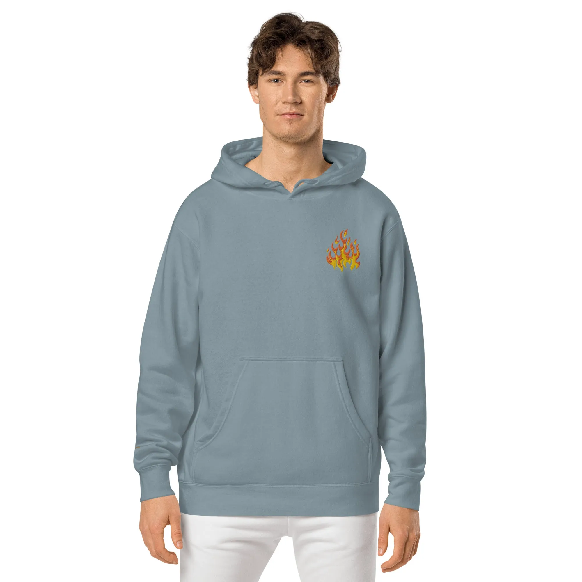 Flame Design Unisex Pigment-Dyed Hoodie