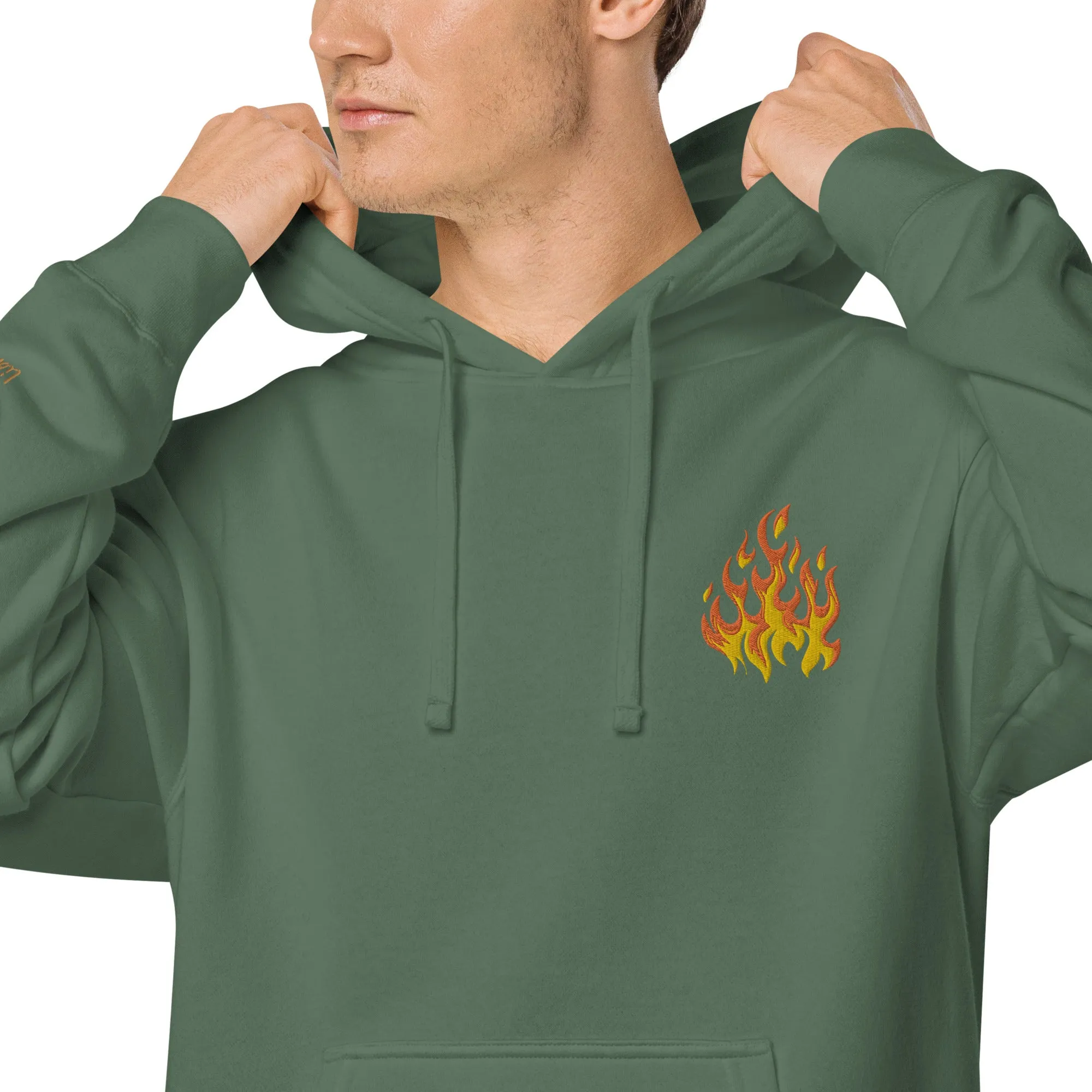 Flame Design Unisex Pigment-Dyed Hoodie