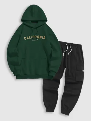 Fleece Lining Hoodie And Cargo Pants Set