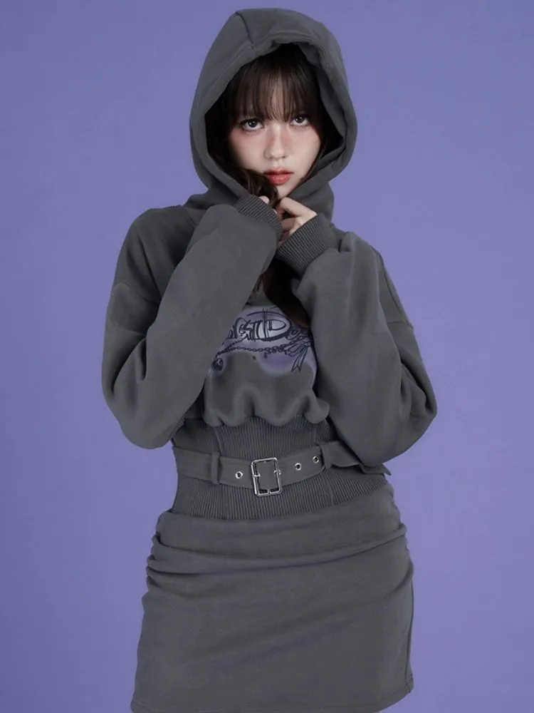 Fleece Waisted Thickened Sweatshirt Dress【s0000005594】
