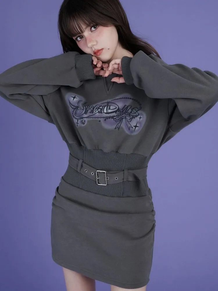 Fleece Waisted Thickened Sweatshirt Dress【s0000005594】