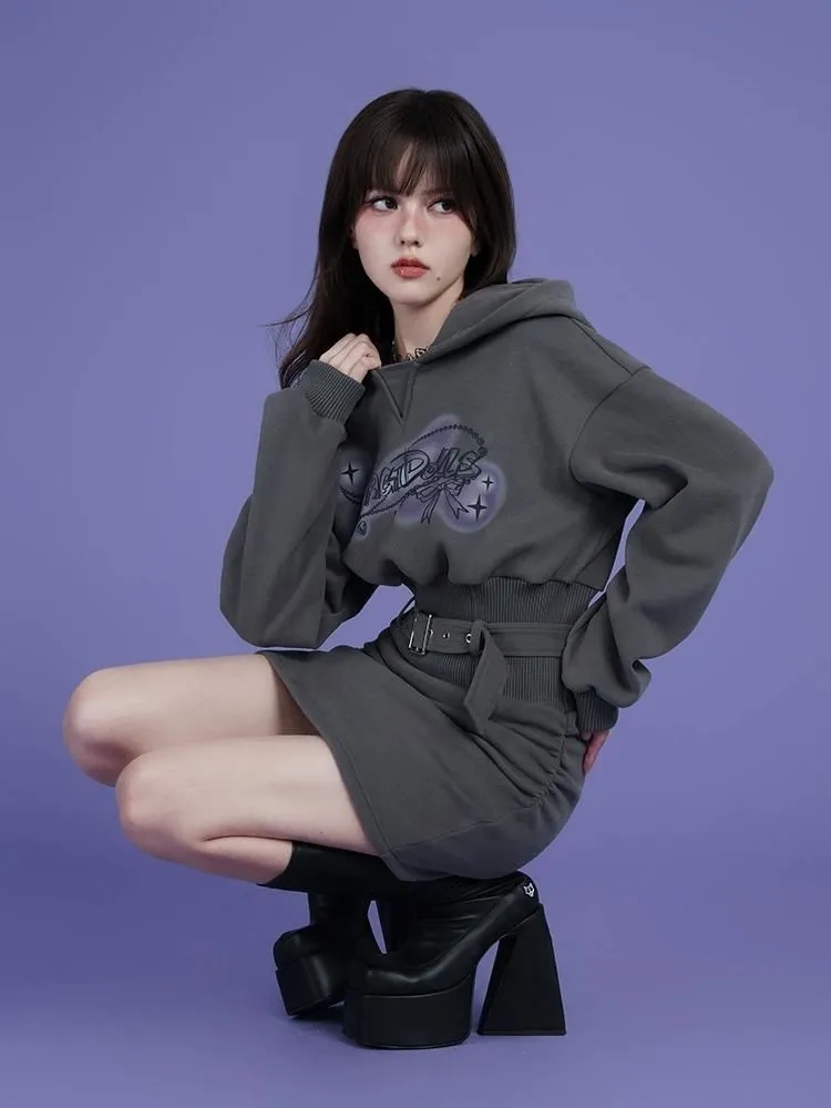 Fleece Waisted Thickened Sweatshirt Dress【s0000005594】