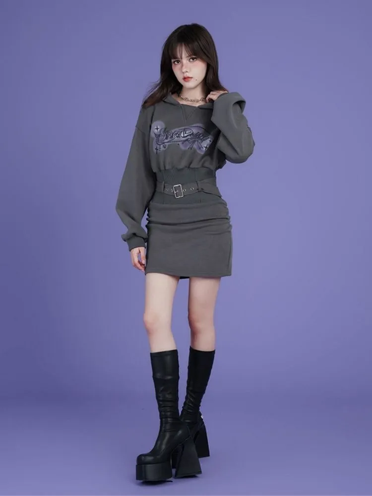 Fleece Waisted Thickened Sweatshirt Dress【s0000005594】