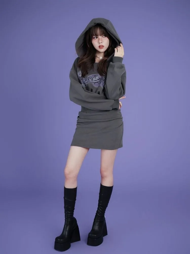 Fleece Waisted Thickened Sweatshirt Dress【s0000005594】
