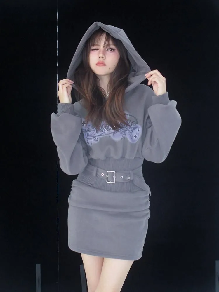 Fleece Waisted Thickened Sweatshirt Dress【s0000005594】