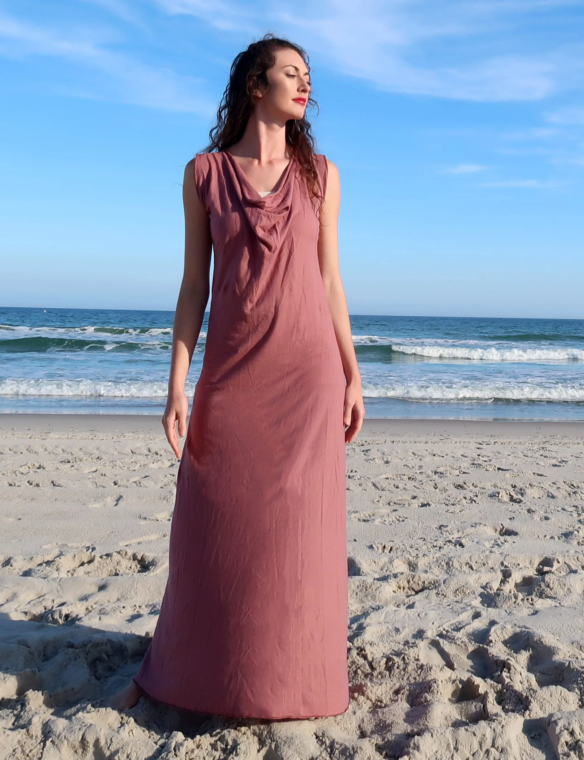 Float Neck Simplicity Long Dress