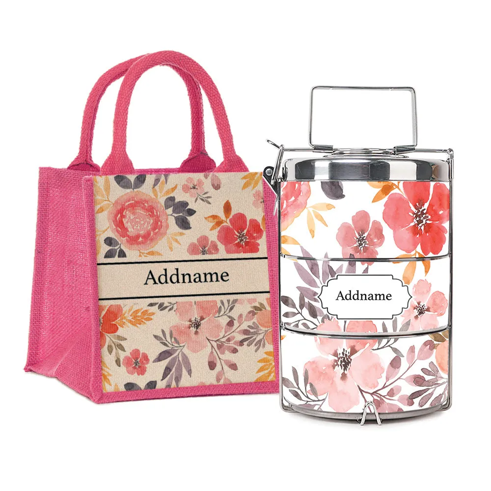 Flora Design Standard Medium 14cm Tiffin Carrier [FREE Custom Add Name]