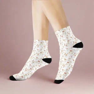 Floral Crew Socks - Cottagecore Romantic Girly Feminine Coquette Style
