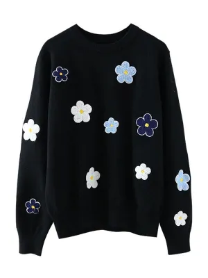 Floral Embroidery Pullover Sweater
