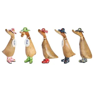 Floral Hat and Boots Natural Wooden Ducklings