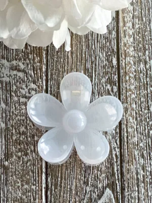 Flower Power White Shimmer Hair Clip